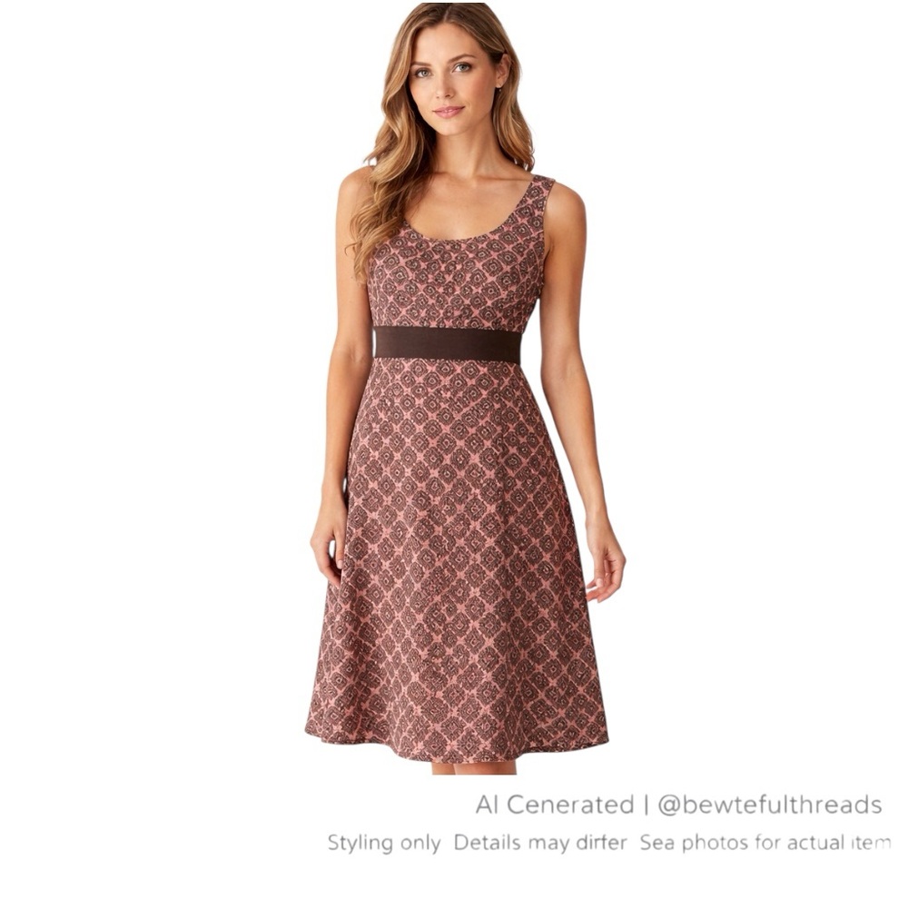 Taifun US 8 Pink Brown Cottagecore Midi Dress Silk Blend Smocked